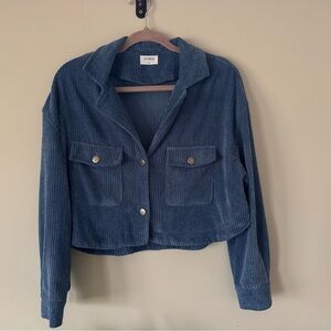 Storia Teal Corduroy Cropped Blazer